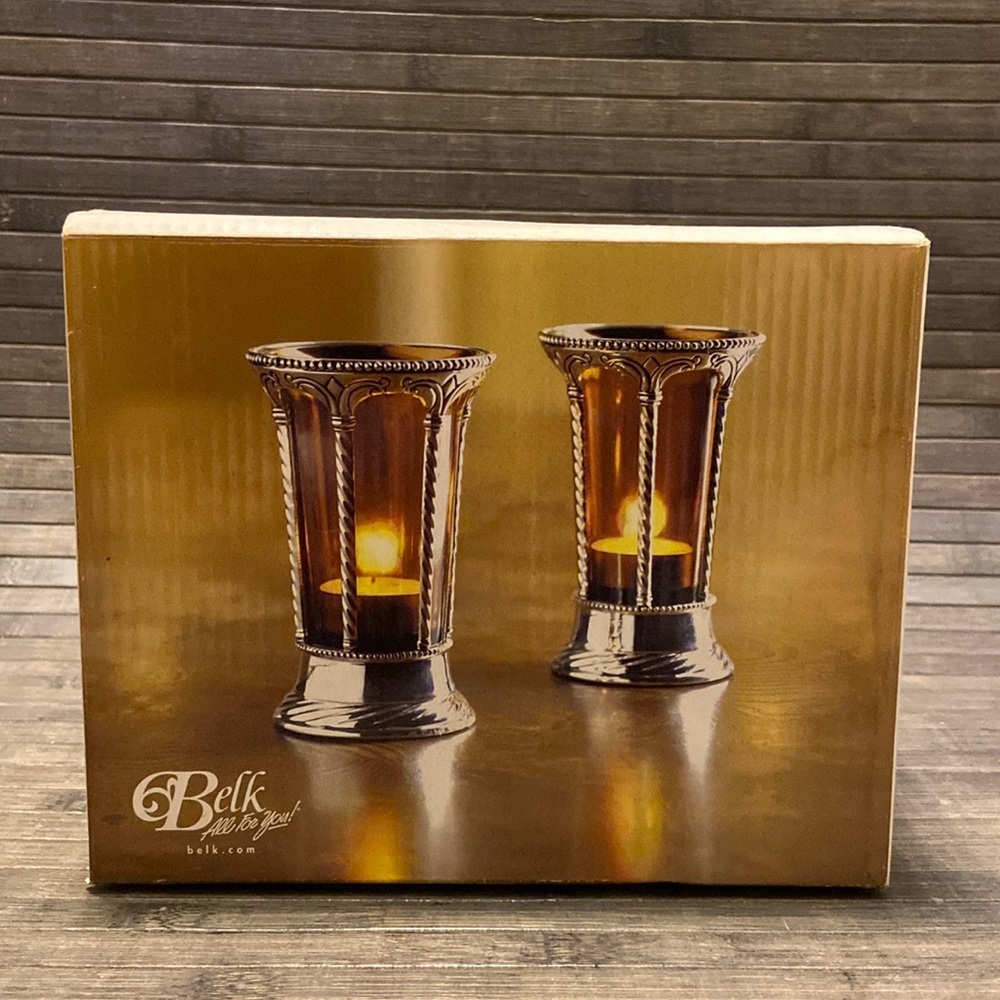 Set Of 2 Silver Plated Tea Light Holders